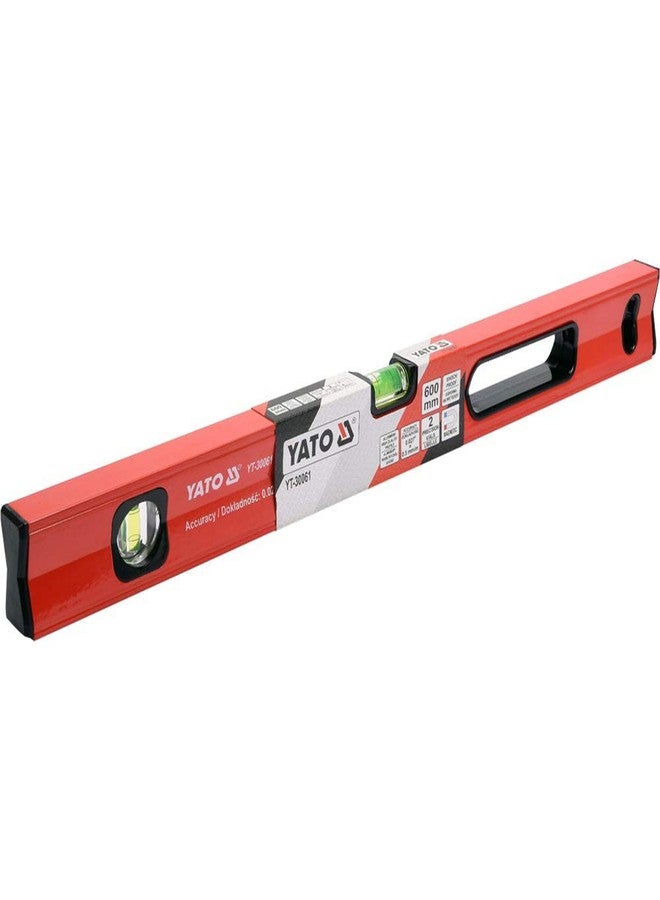 ياتو ميزان مغناطيسي ياتو YT-30061، 600 مم، مزود بفلاترين | دقة 0.057 بوصة = 1 مم/م | مادة ماصة للصدمات | سمك 1.5 مم | مستشعر مستوى مغناطيسي | أدوات مستوى مغناطيسي | أحمر | ميزان تسوية | أدوات كهربائية | أدوات صناعية - Image 3